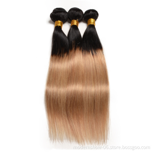 Ombre 1b 27 straight hair bundles ,  cuticle aglined virgin  ombre 1b 27 human hair extension